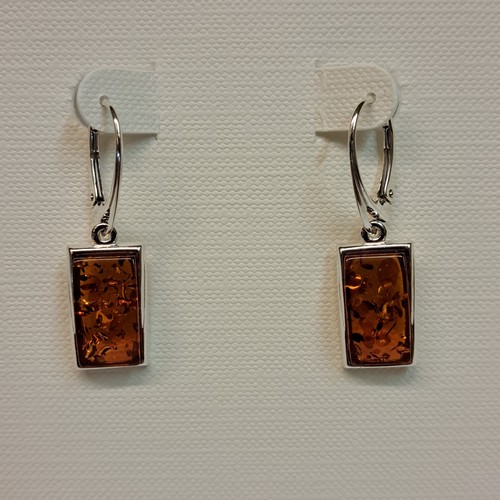 HWG-2358 Earrings, Amber Rectangle Dangle at Hunter Wolff Gallery